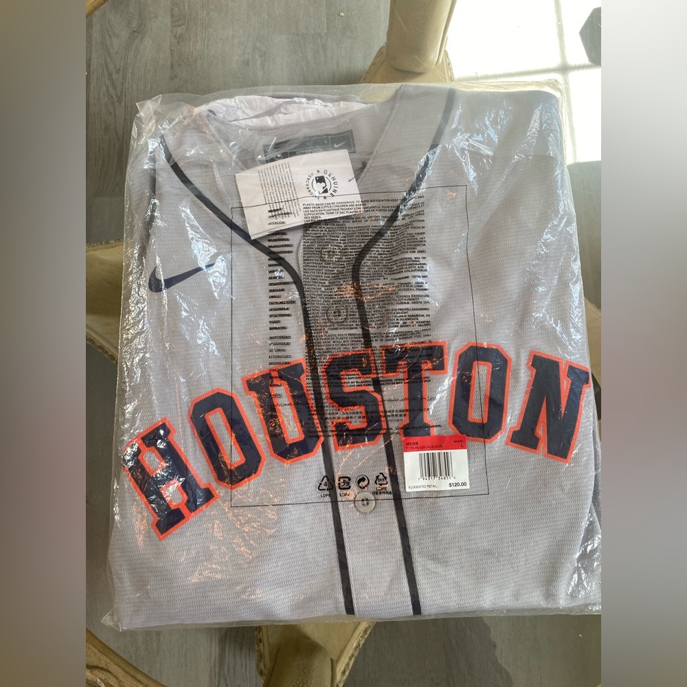 HOUSTON MAJOR LEAGUE BASEBALL JERSEY- Gray with Orange & Navy Trim